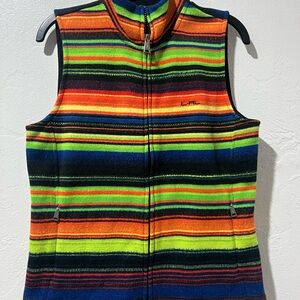 Lauren Active Ralph Lauren Striped Fleece Vest with A Full Zip Closure XS Women